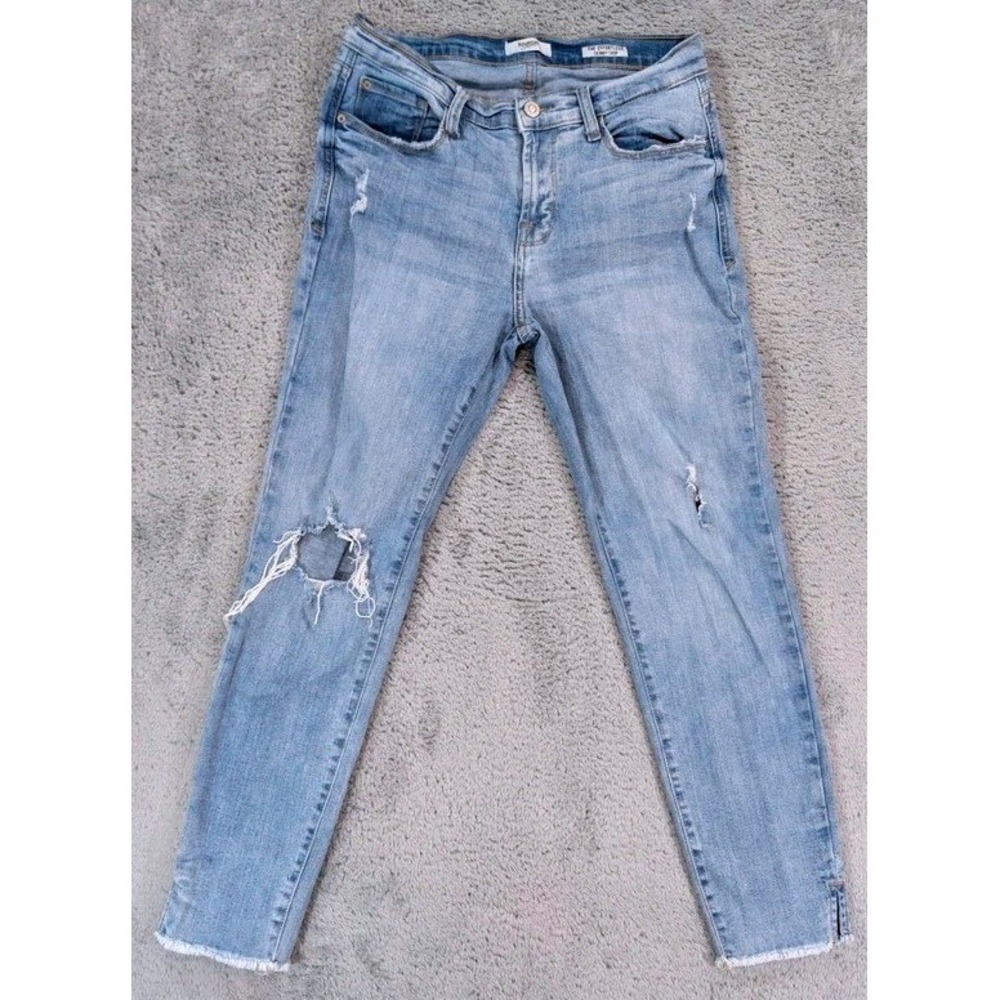 Kensie Jeans The Effortless Skinny Crop Distressed Raw Hem Side Slit Sz 4/27